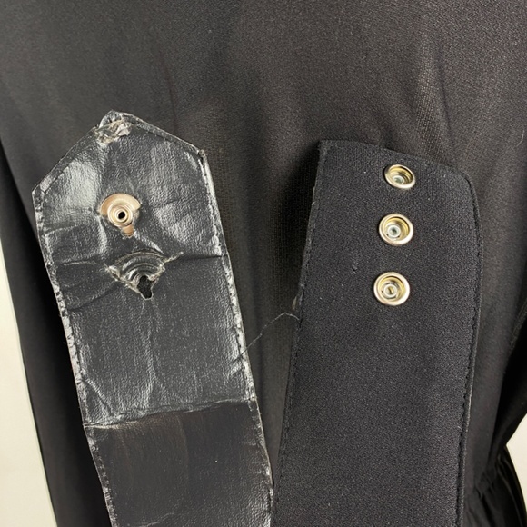 Vintage 80s Black Cocktail Dress Large Silver Beaded Drape Front Evening Formal - Picture 14 of 15